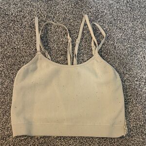 BKE Cream Ribbed Crop Top